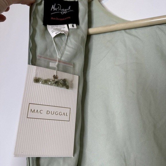 NWT Mac Duggal Beaded Sheath Midi Dress Women's Sleeveless Green Size 8 - Picture 6 of 14